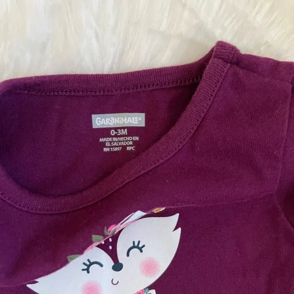 🔴Garanimals Baby Girl Little Fox Maroon T-Shirt SZ 0-3m💕 - Picture 4 of 5